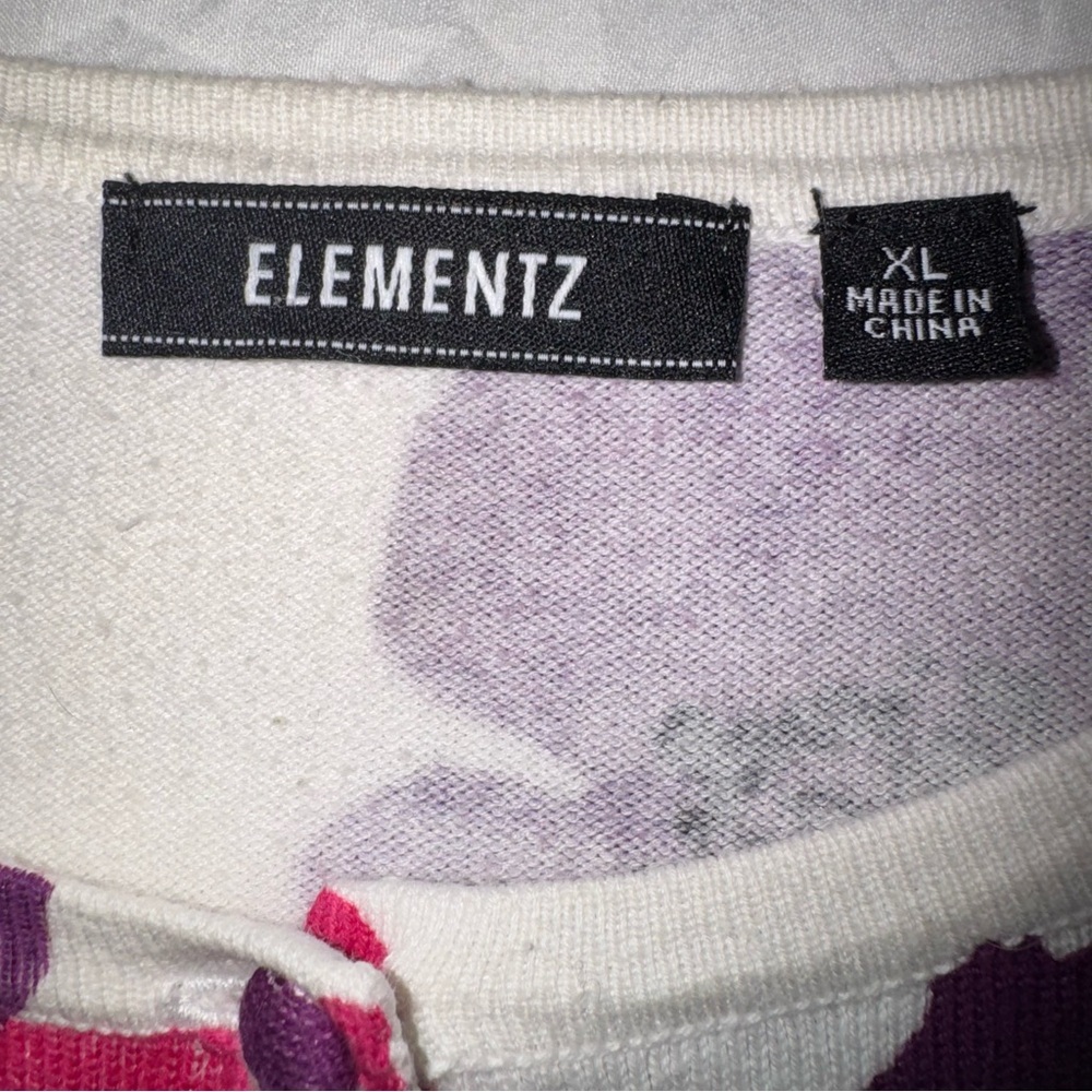 Elementz Women's Button Down Shirt - Pink, Purple, Black Floral - Picture 7 of 10